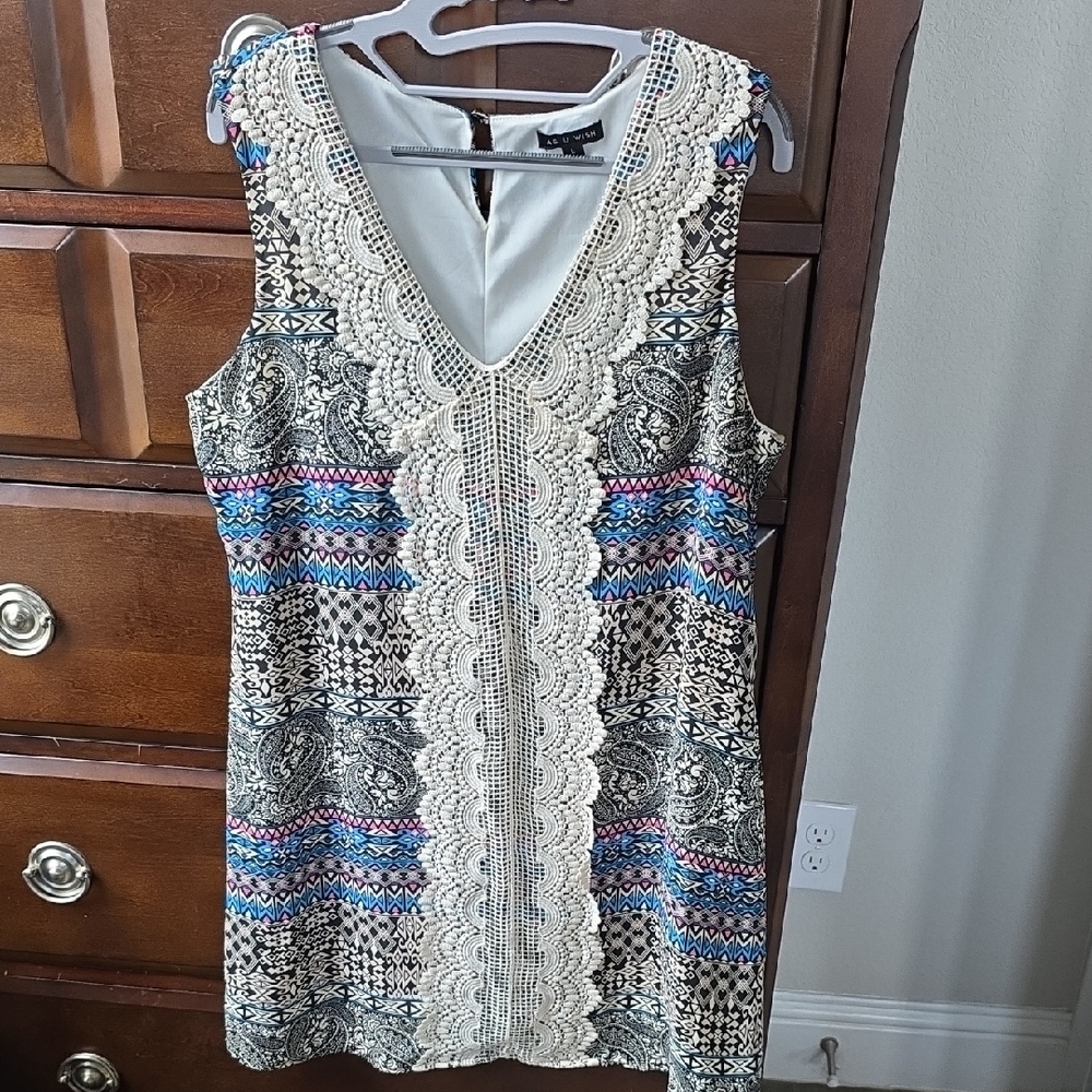 As U Wish White Dress with Lace and Colorful Details